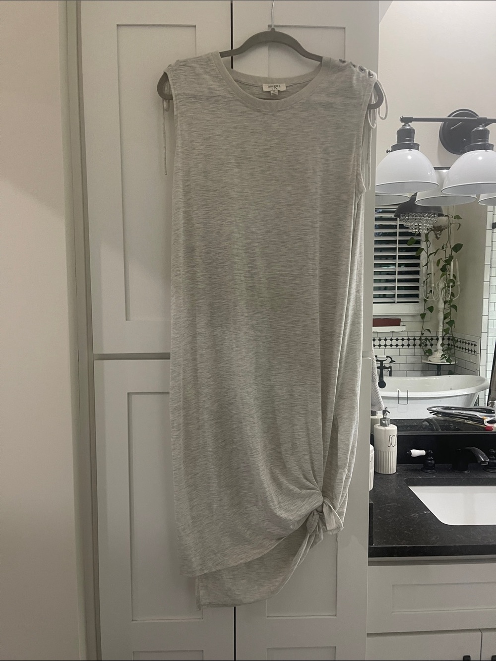 Umgee Light Gray Sleeveless Knot Hem Dress